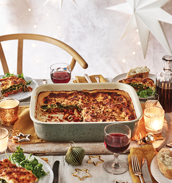 Large sharing lasagne for feeding a crowd at Christmas