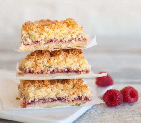 slice coconut raspberry cook cakes canaps suggestions serving sweet traybake